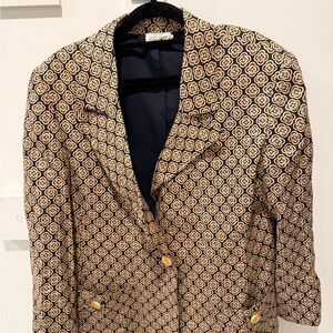Valentino Black and Gold Patterned Blazer